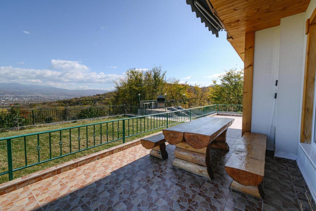 Terrace with wooden furniture